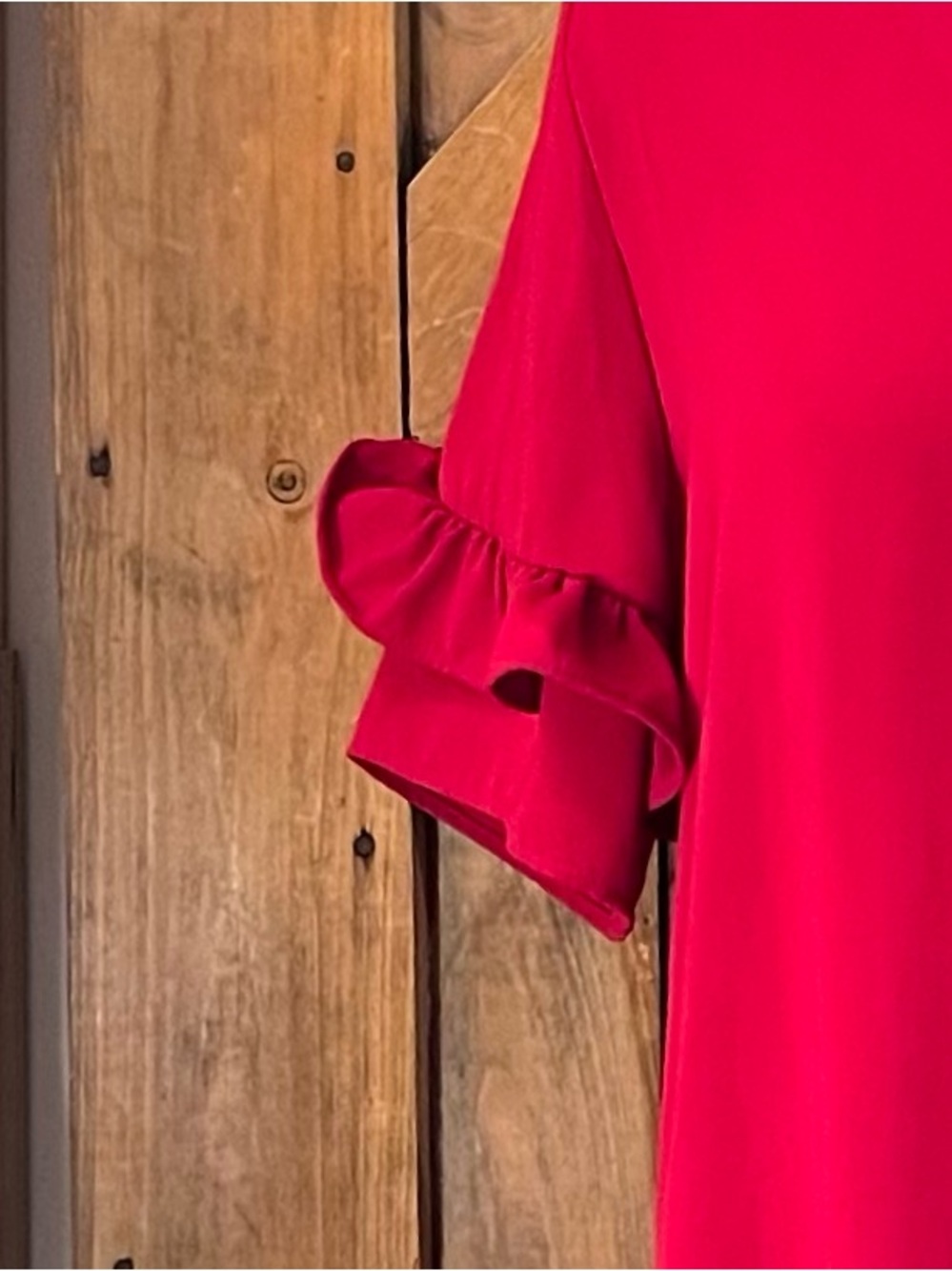 SALE ! 🎉 Zara bright Red Ruffle Mini Shift Dress V-Neck XL - Picture 5 of 6